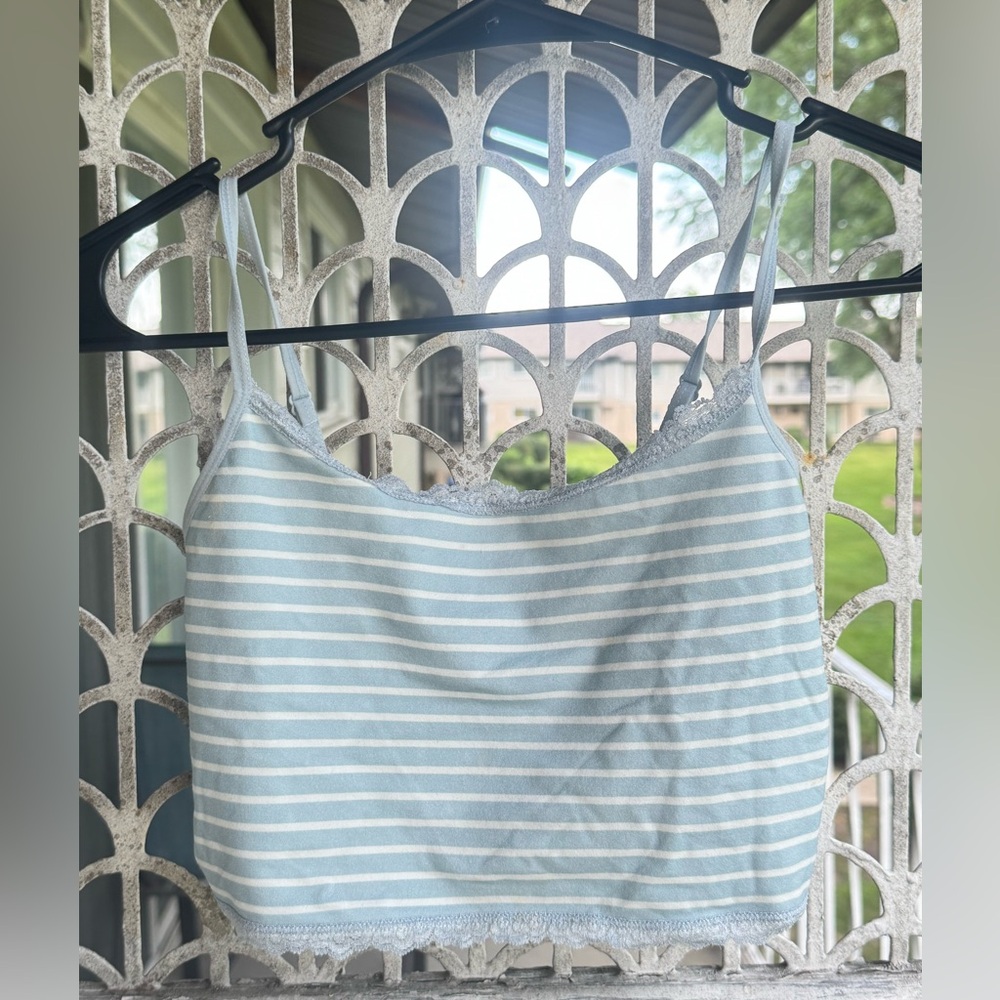 Forever 21 Light Blue and White Striped Camisole